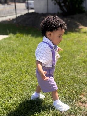 Toddler Lilac Suspender Shorts Outfit